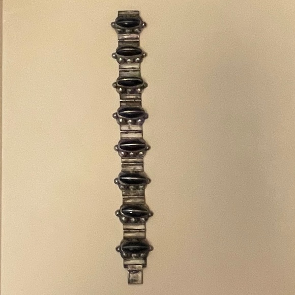 Vintage 925 Sterling Silver 🖤 Onyx Bracelet - Picture 8 of 10